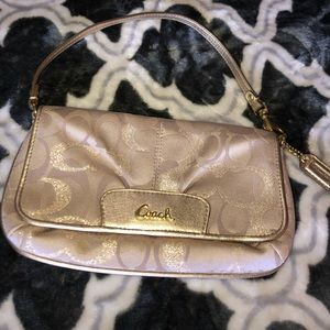 Coach Purse- Wristlet/Clutch- Monogram Gold/Pink